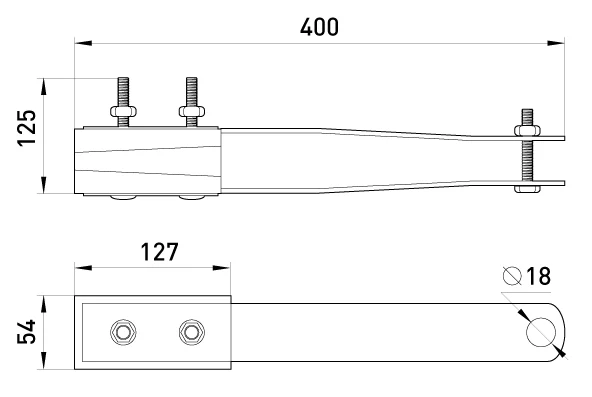 Анкерний ізольований затискач e.i.clamp.pro.25.120.c, 25-120 кв.мм - габаритні розміри