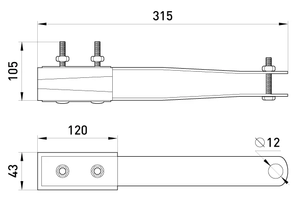 Анкерний ізольований затискач e.i.clamp.pro.70.120.c, 70-120 кв.мм - габаритні розміри