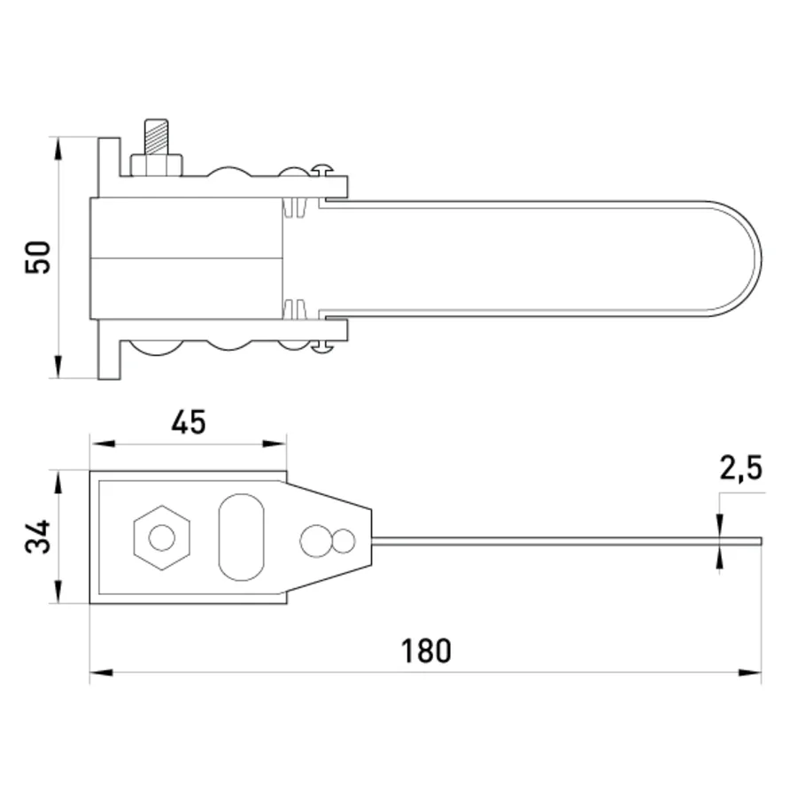 Анкерний ізольований затискач e.i.clamp.si.2.16.35, з проволочною скобою