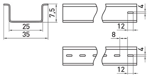 DIN-рейка e.din.stand.rail.102, 1м - габаритні розміри