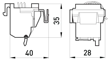 Додатковий контакт e.industrial.ukm.250.F - габаритні розміри