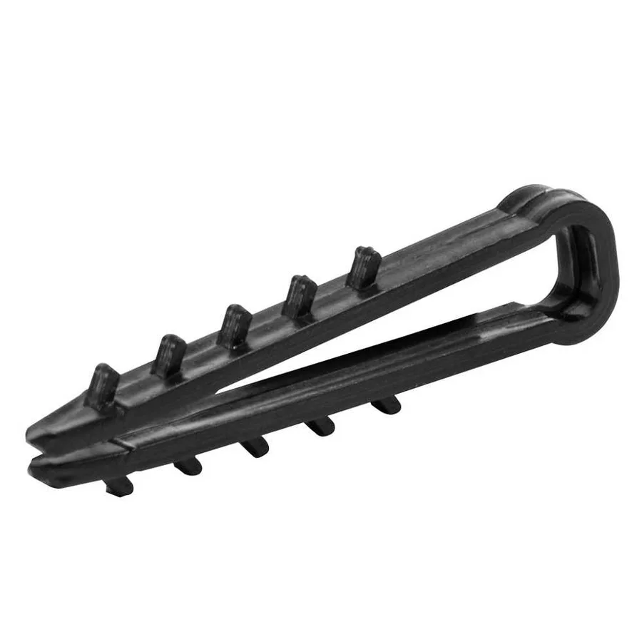 Дюбель - ялинка 6 mm для плоского проводу e.metiz.dowel.flat.fir.black.6, чорний 100 шт.