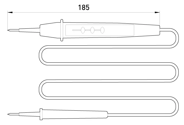 Індикатор e.tool.test11  185мм двополюсний  АС/DC6-380В - габаритні розміри