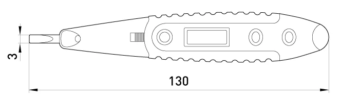 Індикатор-тестер e.tool.test10  130х3 прямий шліц АС/DC12-250В - габаритні розміри