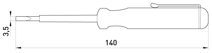 Індикатор-викрутка e.tool.test02 140х3,5 прямий шліц АС100-500В - габаритні розміри