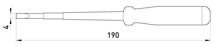 Індикатор-викрутка e.tool.test04 190х4 прямий шліц АС100-500В - габаритні розміри