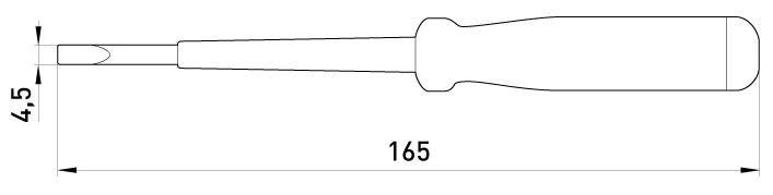 Індикатор-викрутка e.tool.test05  165х4,5 прямий шліц АС100-500В - габаритні розміри