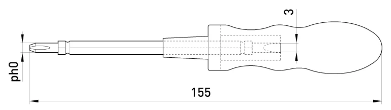 Індикатор-викрутка e.tool.test07  190х4,5хph1 прямий+хрестовий  АС100-500В - габаритні розміри