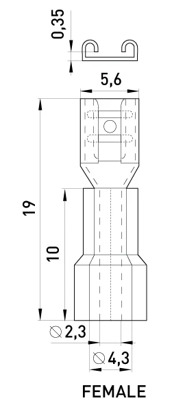 Ізольований наконечник e.terminal.stand.fdd2.187.8 (dd.f.1,5.2,5), 100шт - габаритні розміри