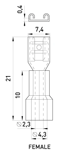 Ізольований наконечник e.terminal.stand.fdd2.250 (dd.f.1,5.2,5.l), 100шт - габаритні розміри