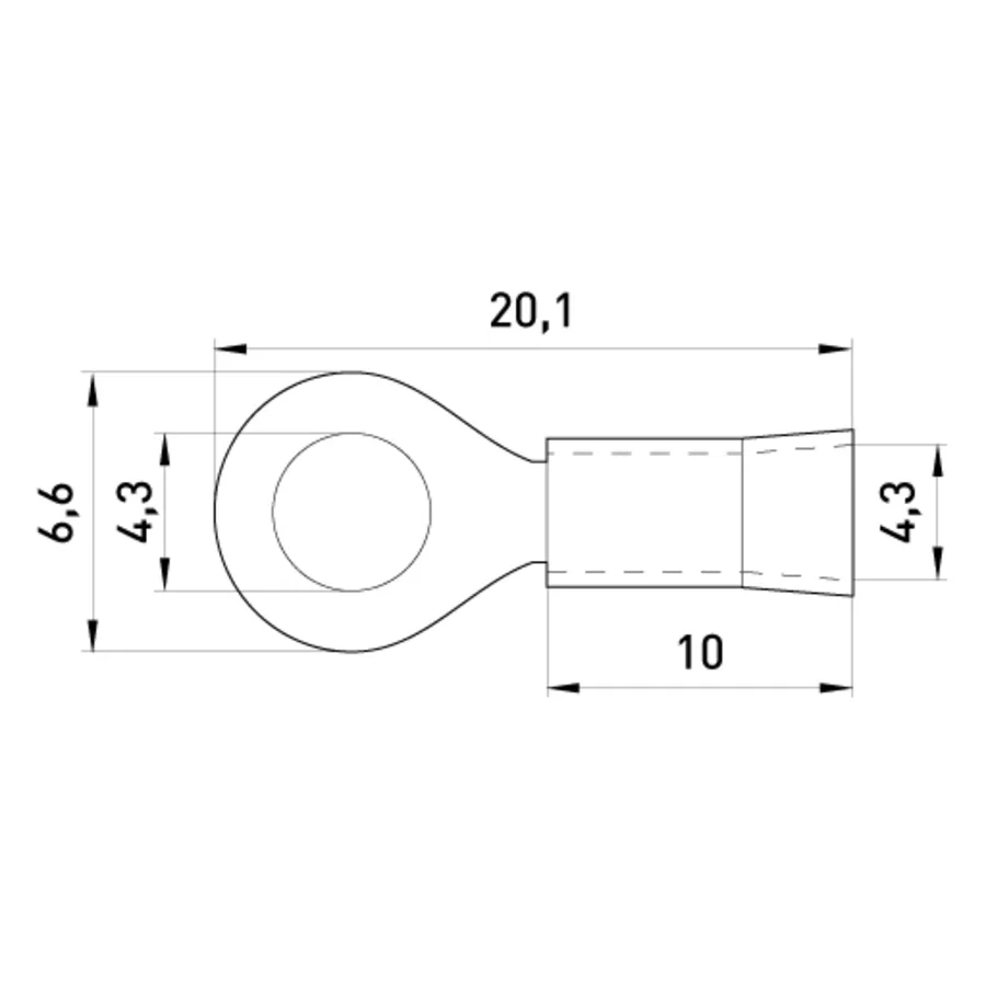 Ізольований наконечник e.terminal.stand.rv1.1,25.4.red 0.5-1.5 кв.мм, червоний, 100шт