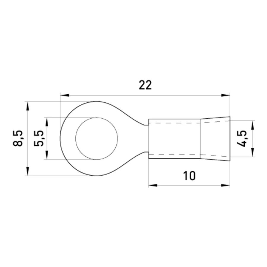 Ізольований наконечник e.terminal.stand.rv2.2.5.yellow 1.5-2.5 кв.мм, жовтий, 100шт