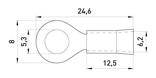 Ізольований наконечник e.terminal.stand.rv3.3,5.5.blue 2.5-4 кв.мм, синій, 100шт - габаритні розміри
