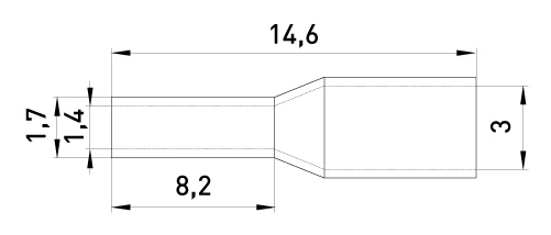 Ізольований наконечник втулковий e.terminal.stand.e1008.black 1,0 кв.мм, чорний, 100шт - габаритні розміри