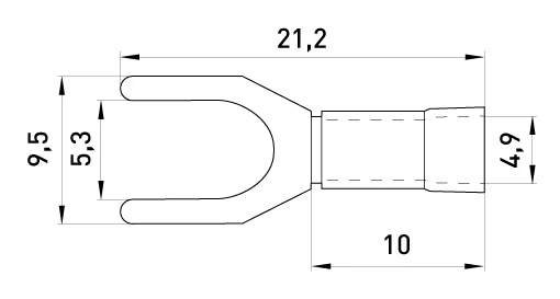Ізольований наконечник вилковий e.terminal.stand.sv.2.5.red 1.5-2.5 кв.мм, червоний, 100шт - габаритні розміри