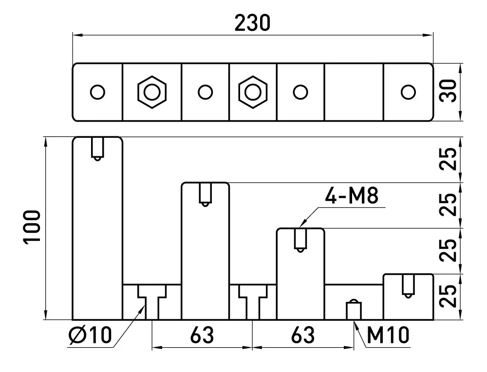 Ізолятор ступінчатий e.step.cj4-30 700A - габаритні розміри