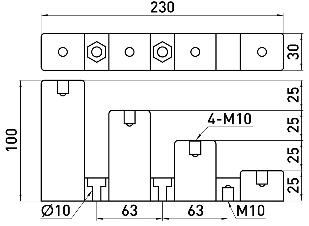 Ізолятор ступінчатий e.step.cj4-40 900A - габаритні розміри
