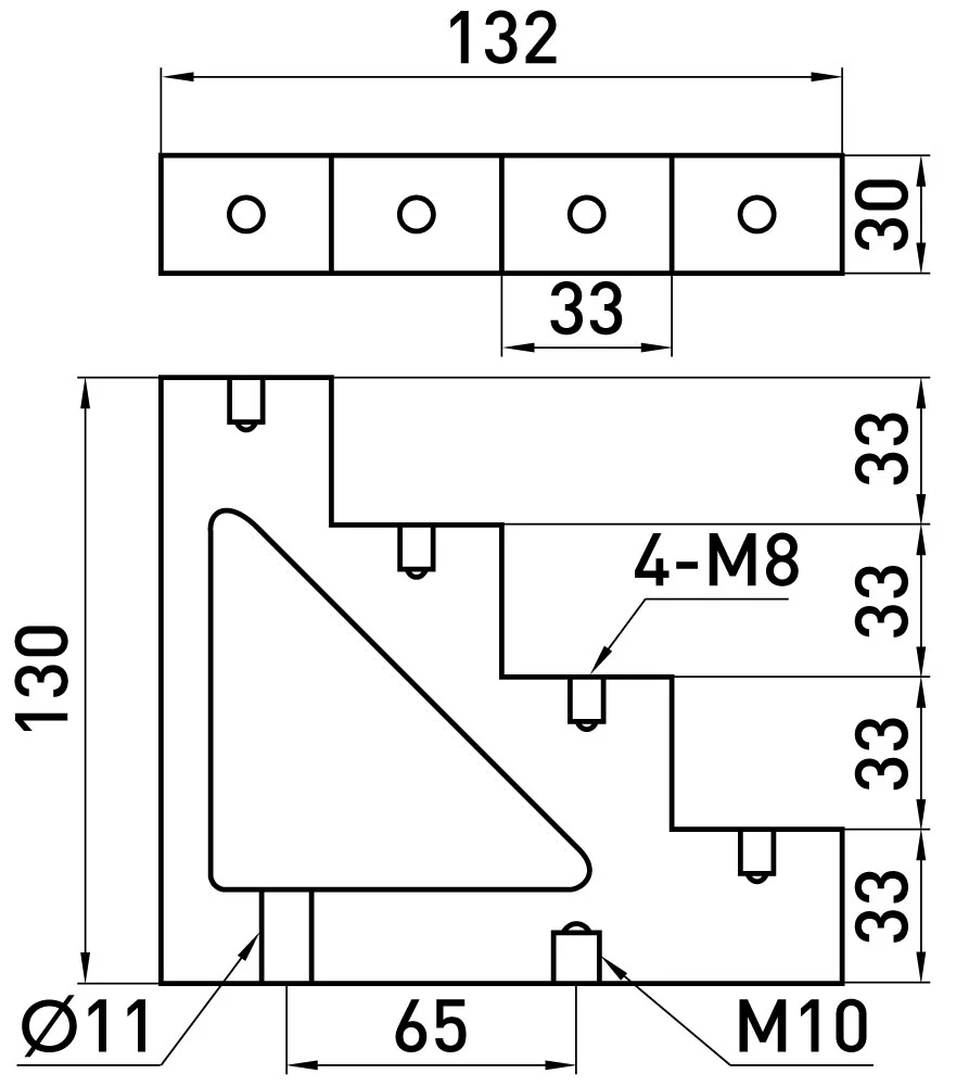 Ізолятор ступінчатий e.step.ct4-30 450A - габаритні розміри