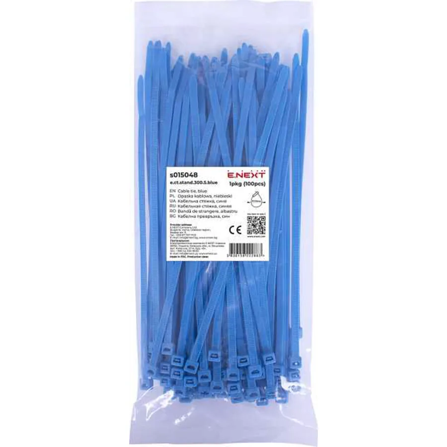 Кабельна стяжка e.ct.stand.300.5.blue (100шт), синя