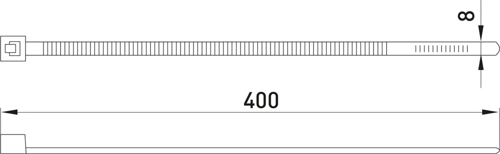 Кабельна стяжка e.ct.stand.400.8.yellow (100шт), жовта - габаритні розміри