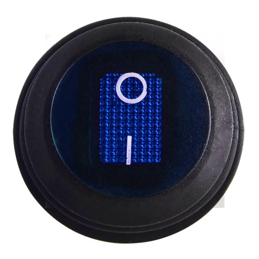 KCD1-5-101NW BL/B 220V Перемикач 1 клав.круглий вологозах. синій з підсвічуванням
