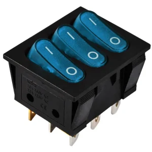 KCD2-3101N C3-BL/B 220V Перемикач 3 клав. синій з підсвічуванням
