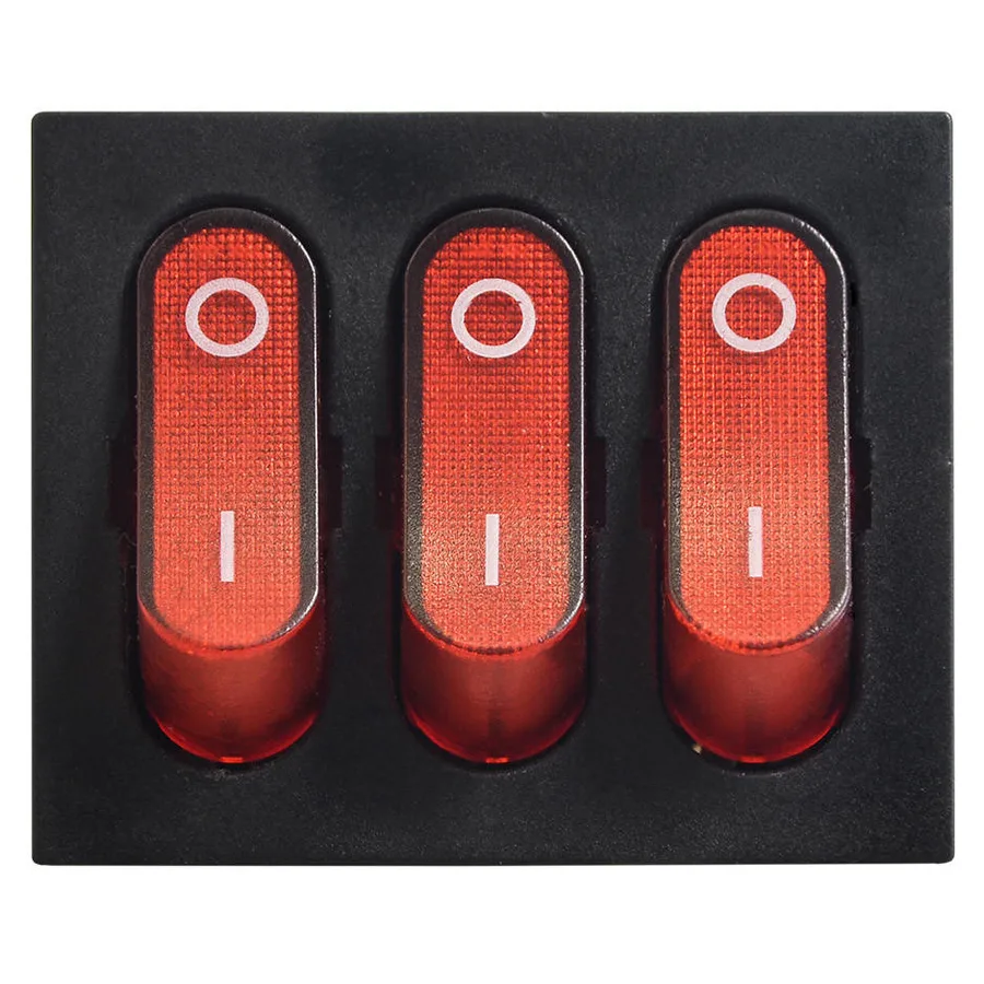 KCD2-3101N R/B 220V Перемикач 3 клав. червоний з підсвічуванням