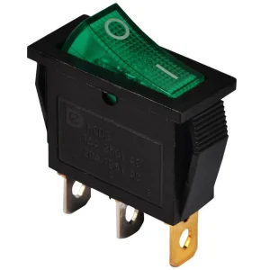 KCD3-101N GR/B 220V Перемикач 1 клав. зелений з підсвічуванням