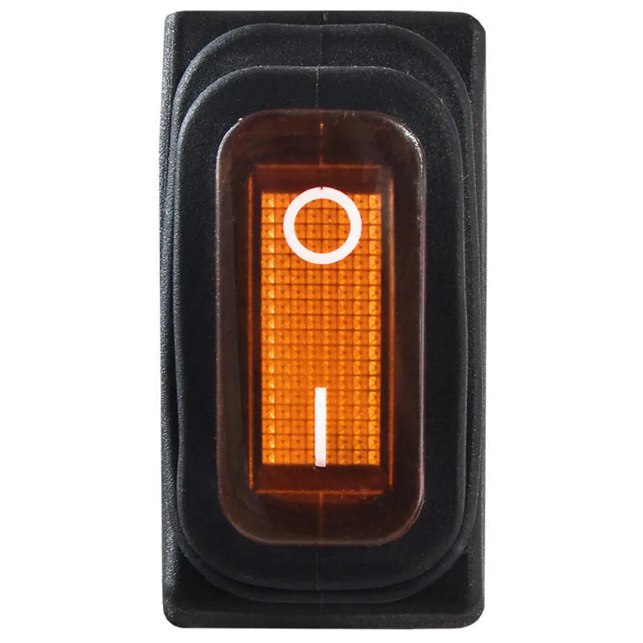 KCD3-101NW YL/B 220V Перемикач 1 клав. вологозах. жовтий з підсвічуванням