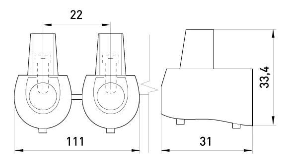 Кінцевий клемник e.tc.end.stand.5.16, 5шт, 16 кв.мм - габаритні розміри
