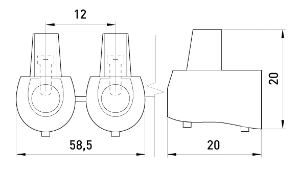 Кінцевий клемник e.tc.end.stand.5.4, 5шт, 4 кв.мм - габаритні розміри