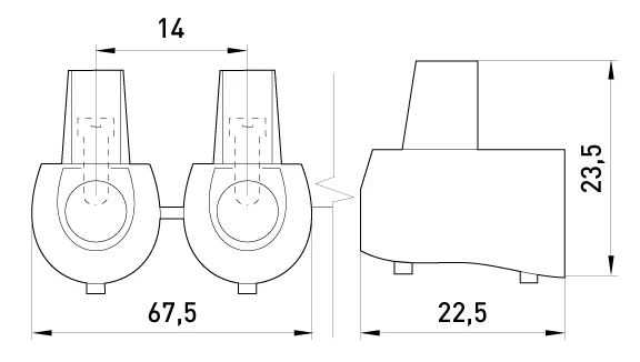 Кінцевий клемник e.tc.end.stand.5.6, 5шт, 6 кв.мм - габаритні розміри