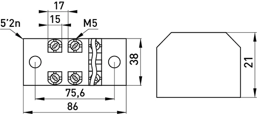 Клемна колодка захищена e.tc.protect.45.4, 45А, 4 полюса - габаритні розміри