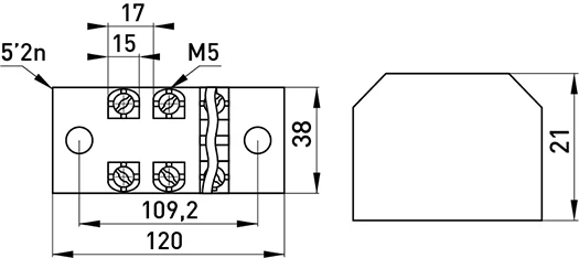 Клемна колодка захищена e.tc.protect.45.6, 45А, 6 полюсів - габаритні розміри