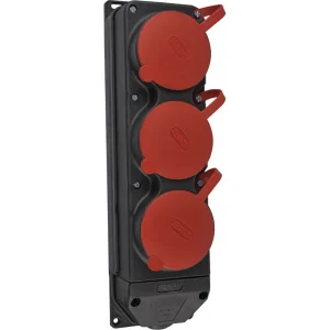 Колодка каучукова 3Р+РЕ з захисними кришками тримісна (3×25А) IP44