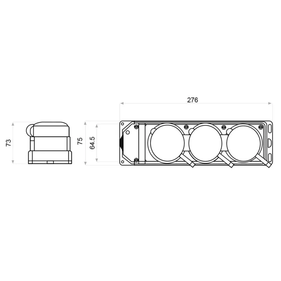 Колодка каучукова 3Р+РЕ з захисними кришками тримісна (3×25А) IP44