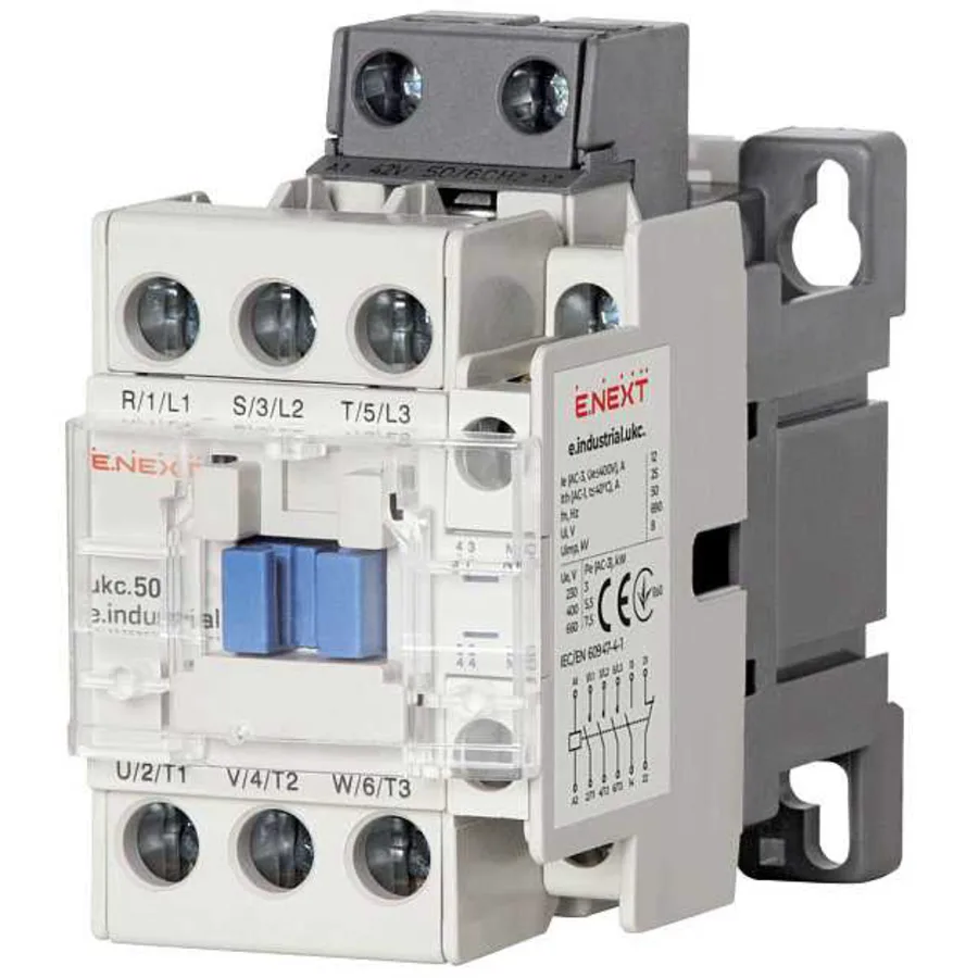 Контактор e.industrial.ukc.50.42, 50А, 42В, 3P, 1no+1nc