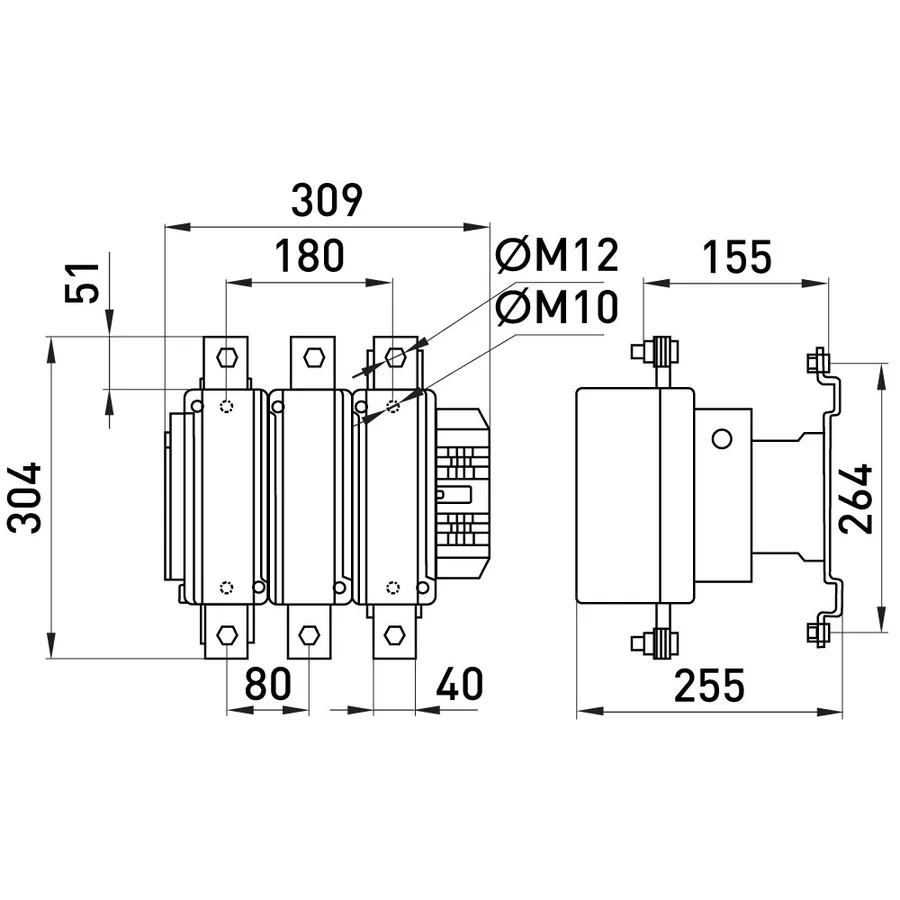 Контактор e.industrial.ukc.800.220, 800А, 220В, no