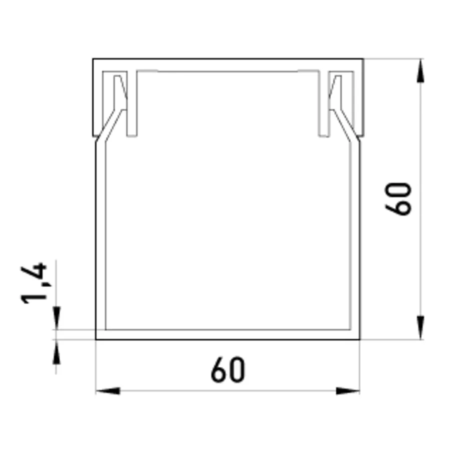 Короб пластиковий e.trunking.stand.60.60, 60х60мм, 2м