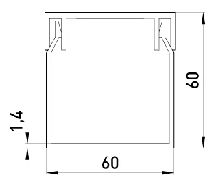 Короб пластиковий e.trunking.stand.60.60, 60х60мм, 2м - габаритні розміри