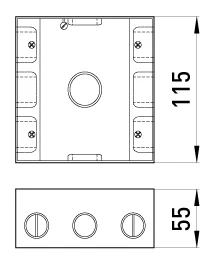 Коробка розподільча (монтажна) металева без кришки e.industrial.pipe.db.thread.5.1/2" з 5 різьбовими вводами 1/2" - габаритні розміри