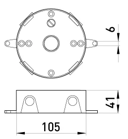 Коробка розподільча (монтажна) металева без кришки e.industrial.pipe.db.round.thread.5.x.1/2", кругла  на 5 різьбових вводів для труб 1/2" - габаритні розміри