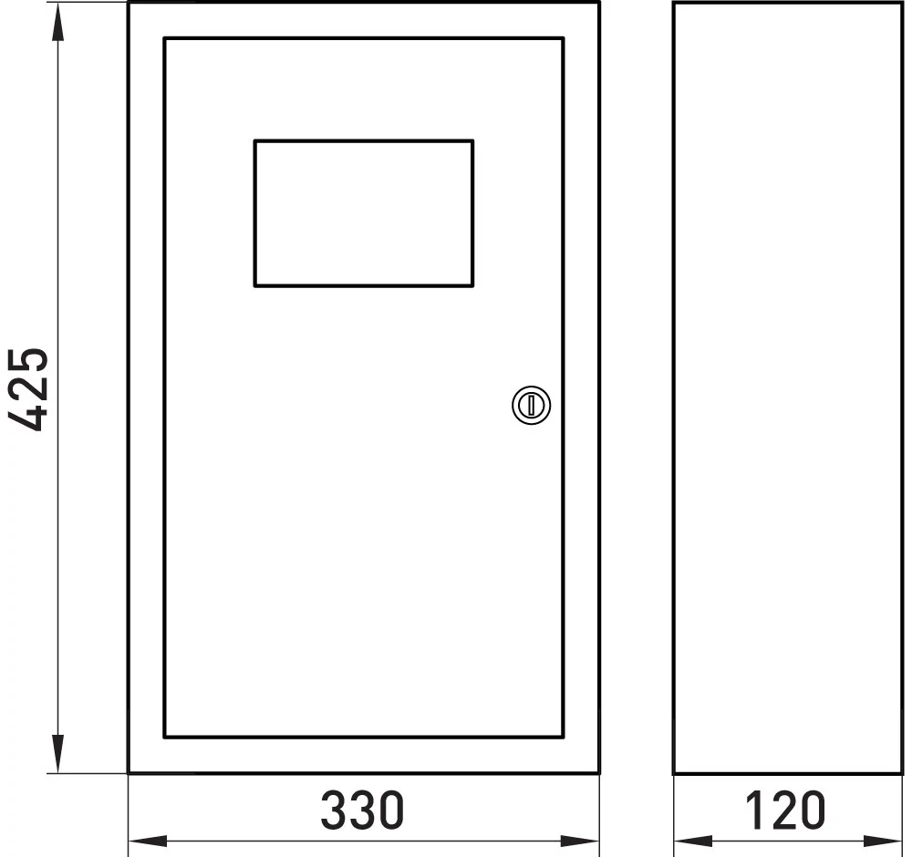 Корпус e.mbox.stand.n.f3.24.z.е металевий, під 3-ф. електронний лічильник, 24 мод., навісний, з замком. - габаритні розміри