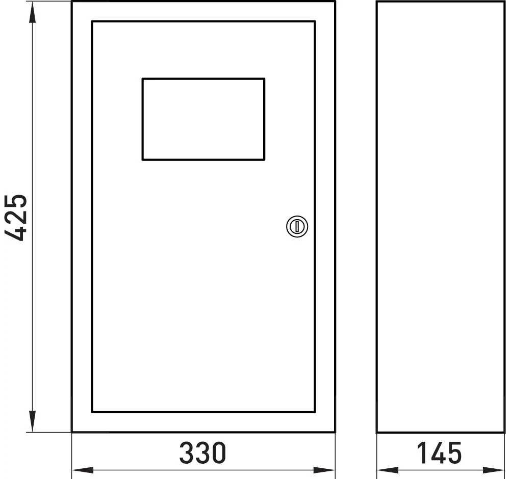 Корпус e.mbox.stand.n.f3.24.z металевий, під 3-ф. лічильник, 24 мод., навісний, з замком - габаритні розміри