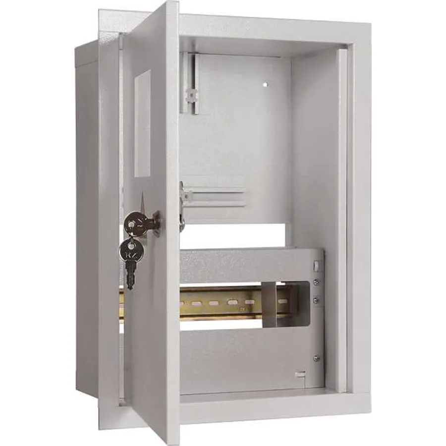Корпус e.mbox.stand.w.f1.08.z металевий, під 1-ф. лічильник, 8 мод., що вбудовується, з замком