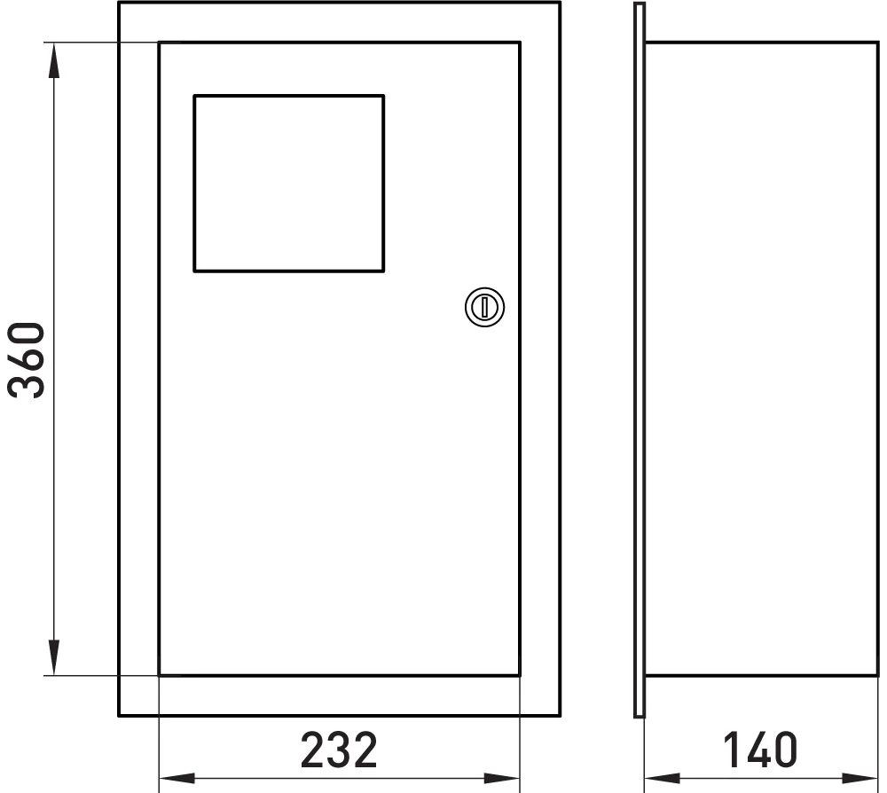 Корпус e.mbox.stand.w.f1.10.z металевий, під 1-ф. лічильник, 10 мод., що вбудовується, з замком - габаритні розміри