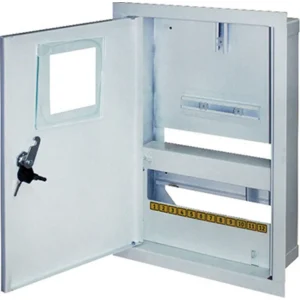 Корпус e.mbox.stand.w.f1.12.z металевий, під 1-ф лічильник, 12 мод., що вбудовується, з замком