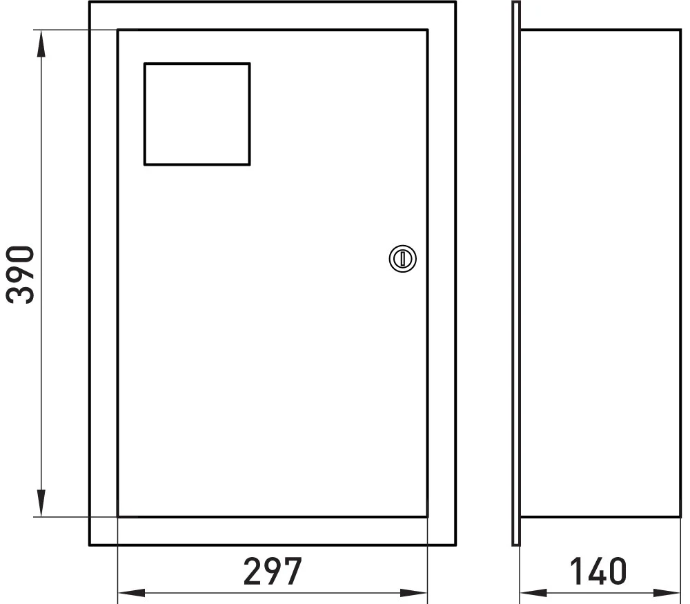 Корпус e.mbox.stand.w.f1.16.z металевий, під 1-ф. лічильник, 16 мод., що вбудовується, з замком - габаритні розміри