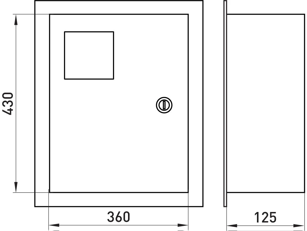 Корпус e.mbox.stand.w.f3.24.z.е металевий, під 3-ф. електронний лічильник, 24 мод., що вбудовується, з замком. - габаритні розміри