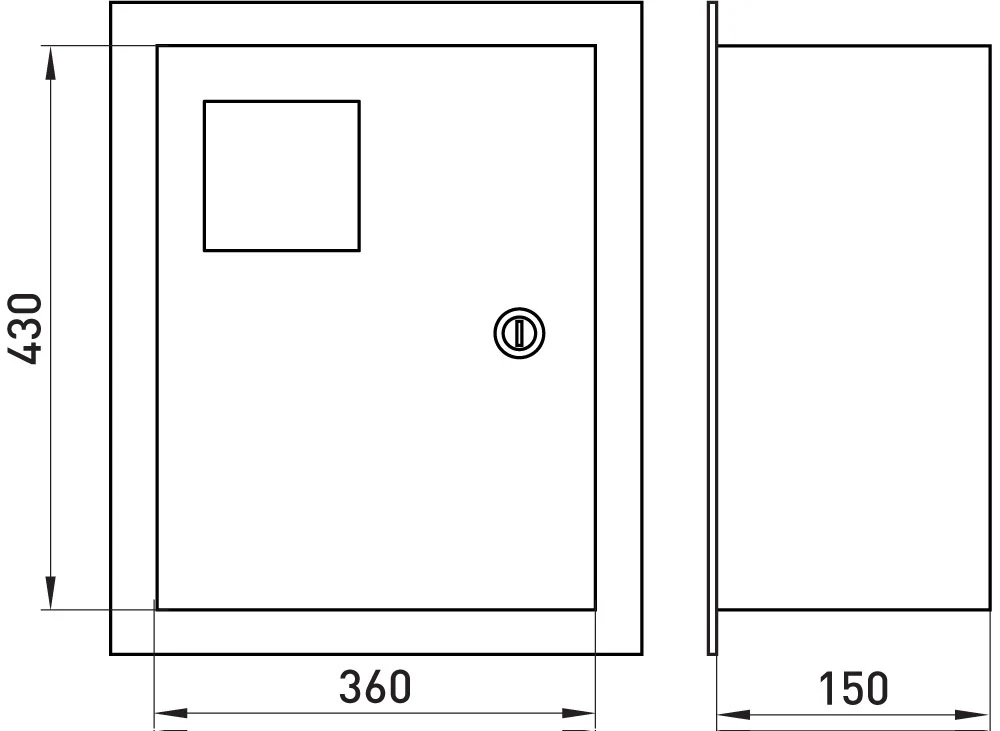 Корпус e.mbox.stand.w.f3.24.z металевий, під 3-ф. лічильник, 24 мод., що вбудовується, з замком - габаритні розміри